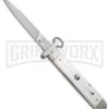 AGA Campolin 9" Francese Ring Pull White Pearlex Automatic Knife - Flat