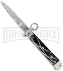 AGA Campolin 9" Francese Ring Pull Sim Horn Automatic Knife - Flat Grind